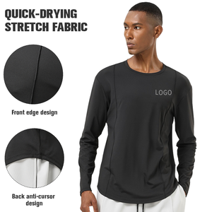 Chemises respirantes d'été à séchage rapide, coupe ajustée, t-shirts de sport à manches longues pour hommes, vêtements de musculation et de fitness - Product Image 4