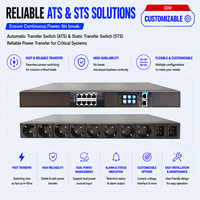 STS ATS Double Alimentation, Commutation 5ms, Contrôle de Détection IO, 230V 16A Monophasé, Prise Schuko Allemand Type F, 8 Sorties, SNMP Cloud
