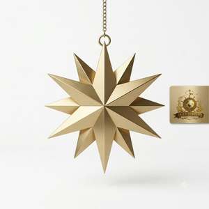 Venta al por mayor de fábrica: Adorno de estrella de metal plateado vintage de 12 puntas, colgante de estrella de Navidad de acero cepillado antiguo, artesanías colgantes. - Product Image 5
