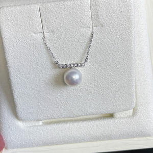 7-9mm Flawless Freshwater <b>Pearl</b> Pendant S925 <b>Silver</b> Minimalist Geometric Balance Beam <b>Necklace</b> Collarbone <b>Necklace</b> Fine Pendant - Product Image 3