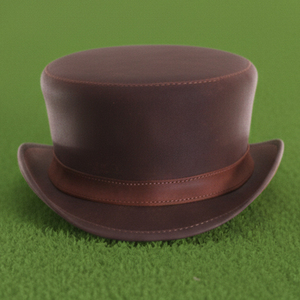 Créez votre propre chapeau haut-de-forme en cuir marron fait main, unisexe, style steampunk, avec conchos argentés. - Product Image 2