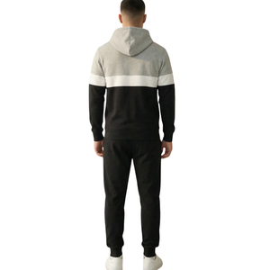 Ensemble de survêtement à capuche pour homme avec pantalon, empiècements contrastants, style streetwear décontracté, tenue de détente, vente en gros, ensembles de vêtements à marque privée - Product Image 2