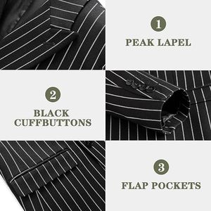 Traje de Hombre de Pana con Cuello Mao y Rayas Finas, Estilo Británico, Corte Regular, Transpirable, Antiencogimiento, de Poliéster - Product Image 2