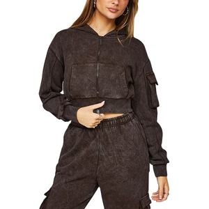 Conjunto de 2 Piezas de Sudadera con Capucha y Pantalones de Chándal de Felpa Suave Unisex con Lavado Ácido, Manga Larga, 100% Algodón, Modelo 2026 - Product Image 2