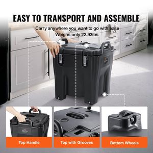 Trasportatore di cibo isolato 32Qt in acciaio inossidabile botte Top nero impilabile per ristorazione Hot Box maniglie integrali attrezzatura ristorante - Product Image 5