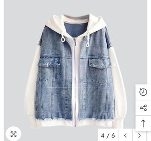 เสื้อแจ็คเก็ตฮู้ดดี้เดนิมฟอกสีสำหรับผู้ชาย แขนเสื้อตัดสี กระดุมหน้า มีกระเป๋า สไตล์ลำลองแนวสตรีทแวร์ สำหรับฤดูใบไม้ร่วง - Product Image 4