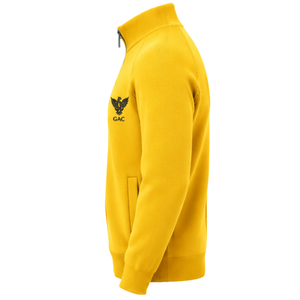 Cardigan tricoté pour homme à col montant zippé, manches longues, poignets et ourlet côtelés, jaune, avec poche latérale, coupe classique - Product Image 3