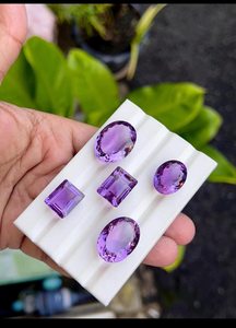 Pierres précieuses naturelles en améthyste ovale taille émeraude, pierres violettes en vrac pour la fabrication de bijoux, bagues, pendentifs, haute qualité - Product Image 3