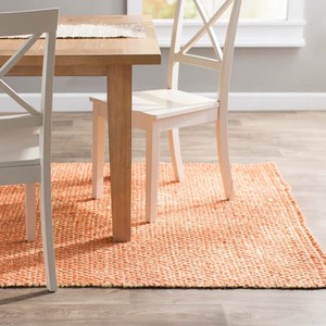Alfombra de Yute de Color Naranja Sólido, Rectangular, Tejido Plano, Pelo Fino, para Sala de Estar - Product Image 3