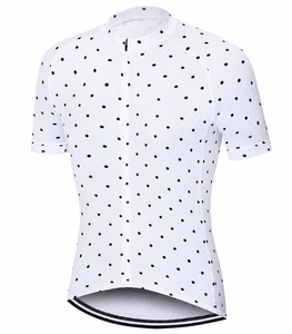 Maillot de cyclisme blanc à pois pour homme, manches courtes, respirant, fermeture éclair sur le devant, design sportif, vêtements d'été - Product Image 3