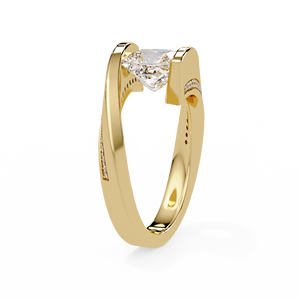 Anillos de compromiso únicos con diseño bypass, anillos de diamantes de laboratorio Princess de 1.00 ct, certificados por IGI, anillos de boda de oro macizo de 14k - Product Image 4