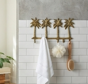 Premium Palm Tree Wall <b>Hooks</b> Metal Gold Finish Rust Resistant Novelty Design For Clothing Storage Organization - Product Image 6