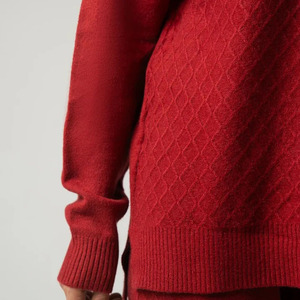 Women's <b>Red</b> <b>Wool</b> Computer Knitted Scarf Collar Sleeveless Solid Color Poncho Anti-Pilling Minimalist Autumn Casual Sweater - Product Image 3