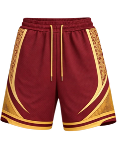 Shorts de basketball pour hommes rouge et jaune, respirants, séchage rapide, pour entraînement sportif, gym, course à pied, athlétisme, taille élastique, fabricant OEM - Product Image 1