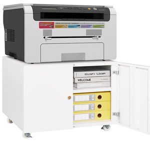 White 2-Door Steel Copier Cabinet Mobile Pedestal File Stand for Office Furniture & Printer Stand - Product Image 6