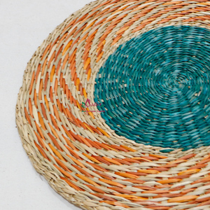 Handmade Eco-Friendly <b>Round</b> Water Hyacinth <b>Placemat</b> with Floral Pattern Vintage Traditional Simple Style Customizable Home Decor - Product Image 6