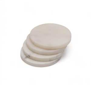 Sous-verre rond en marbre naturel fait main, écologique, design moderne veiné blanc et gris, pour accessoires de cuisine, maison, hôtel, bar - Product Image 2