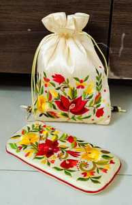 Bolsos Potli Casuales Tradicionales Ligeros con Cierre de Cordón, Set de Bolsos Tipo Sobre y Monedero, Bolsos de Fiesta Bordados en Tela de Seda - Product Image 3