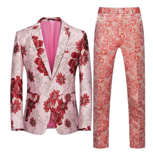 Ensemble de costume de Noël imprimé pour homme, col cranté, sublimation, pour mariage, veste et pantalon imprimés fantaisie, deux pièces, smoking à simple boutonnage - Product Image 3