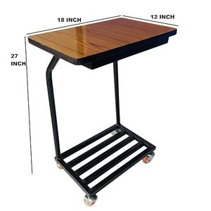 Modern Wooden Top <b>Rolling</b> Side Table with Metal Frame Storage <b>Rack</b> - Product Image 6