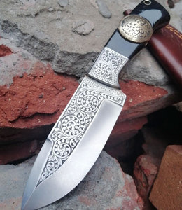 Cuchillo de construcción FULL TANG grabado. Mango de asta de ciervo. Hecho a mano, forjado a mano. Muy nítido. Regalo para él/ella - Product Image 5
