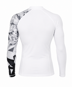 <b>Men</b> Eco Friendly <b>Compression</b> <b>Shirt</b> Quick Dry Customize Logo Stretchable Contrast Sleeves Print O-Neck Rash Guard Gym Wear <b>Shirt</b> - Product Image 3