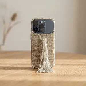 Beaded Tassel <b>Phone</b> Cover Case Luxury Sparkle Seed Bead Cover luxury Shiny Silver Glass Seed Bead Embroidery Cover At Best Price - Product Image 1