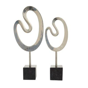 Escultura Contemporánea de Aluminio Fundido con Diseño Exclusivo, Figura Decorativa Moderna Geométrica en Dorado y Negro para Mesa - Product Image 6