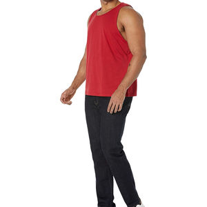Men's Cotton/Polyester Knitted Tank Top Front Custom Design Anti-Pilling High Quality Fitness Apparel 180g Bulk stringer vest - Product Image 3