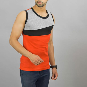 เสื้อกล้ามถักคอกลมแขนกุดสำหรับผู้ชายเสื้อกั๊กลำลองสีแดงสีดำเทา - Product Image 2