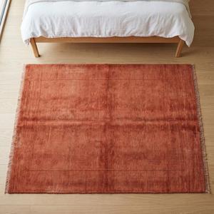 Terracotta Moroccan Style Classic Hand Knotted Wool Area Rug Minimalist Floral Border Pattern Living Room Carpet Fringe - Product Image 3