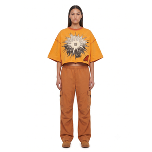 <b>Women's</b> Oversized 460GSM Heavyweight French Terry <b>Half</b> <b>Zip</b> Crop Hoodie XS Short Logo Printed Plain <b>Sweatshirt</b> with Front Logo - Product Image 1