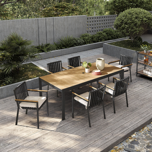 Black Outdoor <b>Dining</b> <b>Chair</b> <b>with</b> Teak Wooden Frame Material for Home Furniture Decoration and Garden Set - Product Image 5