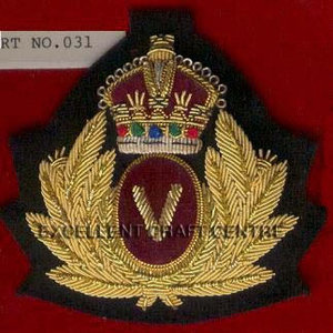 Custom Embroidered Cap <b>Badge</b> With Anchor And Laurel Wreath Sew-On Fabric Patch For Uniform Garment - Product Image 3