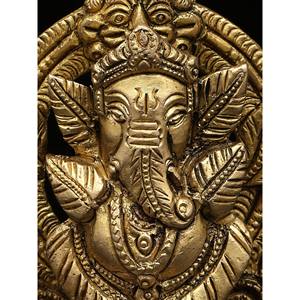 Statue en laiton complexe de 4 \ "de Ganesha avec la conception de petite sculpture du trône de Kirtimukha - Product Image 1