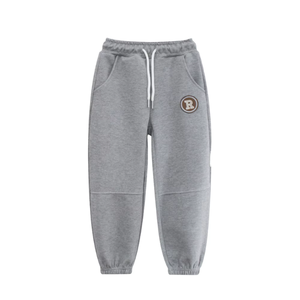 Pantalon de survêtement pour enfants garçons, collection automne-hiver 2026, en polaire épaisse, couleurs unies (bleu, noir, gris), style sport décontracté, pantalon long, ODM - Product Image 1