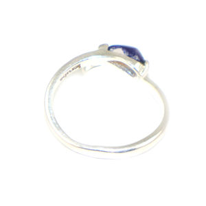 Bague ajustable en argent plaqué 925 avec pierre précieuse sodalite naturelle de forme fantaisie, style minimaliste, pour femmes et filles, vente en gros - Product Image 4