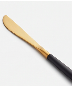 Minimalist Flatware Set <b>Gold</b> <b>Black</b> Handle Mirror Polish Stainless Steel Dishwasher Safe Wedding Dining <b>Cutlery</b> - Product Image 3