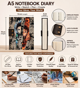 <b>A5</b> Eco Friendly Handmade Paper <b>Notebook</b> 100 Pages Premium Quality Action Comic Style Theme Hard Cover Journal Diary Sketchbook - Product Image 6