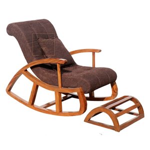 Sheesham Handcrafted Wooden Rocking Chair Cushioned | Wooden armrest Chair with <b>Cushion</b> Seat & <b>Back</b> Support for Living Room - Product Image 1