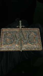 Pendentif personnalisé BWK avec initiales et design épée, en or rose, serti de moissanite, collier hip-hop pour hommes et femmes - Product Image 5