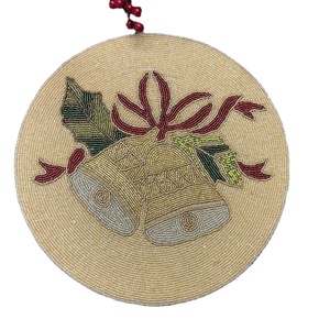 Nuevo Mantel Individual Bordado con Cuentas de Semillas, Bordado a Mano con Cuentas de Semillas, Mantel Individual Hecho a Mano en India para Mujer - Product Image 3