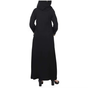 Abaya noire brodée à devant ouvert avec détails dorés pour femme – Tenue islamique modeste pour événements formels et prières – Vente en gros - Product Image 4