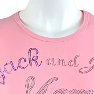 Pink Short Sleeve Crew Neck <b>T</b> <b>Shirt</b> Featuring Jack and Jill Mom Embroidered Text Graphic Women's Stylish Everyday Casual Fashion - Product Image 4