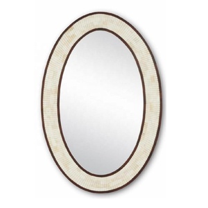 Miroir mural ovale à motif géométrique, cadre en bois, miroir mural décoratif pour chambre à coucher, salon, couloir, accent décoratif - Product Image 2