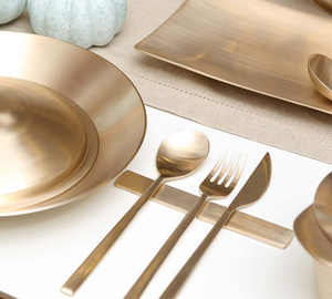 NOBBAN Korean Traditional Hand-Forged Bronzeware Cutlery Set Royal Heritage Classic Bronzeware Flatware Knife Spoon <b>Fork</b> - Product Image 5