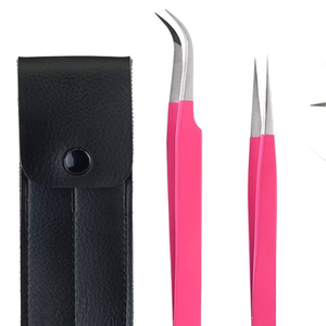 แหนบขนตาปลอมด้ามเงินสีดำกล่องสีชมพูแยกขนตาปลอมฉลากส่วนตัว - Product Image 1