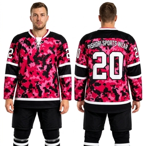 Camiseta de Hockey sobre Hielo Personalizada, Rosa y Negra, con Gráficos, 100% Poliéster, Manga Larga, Sublimada, Nombre del Equipo Personalizado - Product Image 6