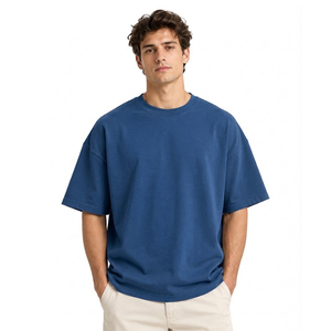 T-shirt Homme Oversize à Épaules Tombantes en Coton Streetwear Décontracté Col Rond Manches Courtes Grammage Lourd Personnalisable Vêtement Vierge - Product Image 3