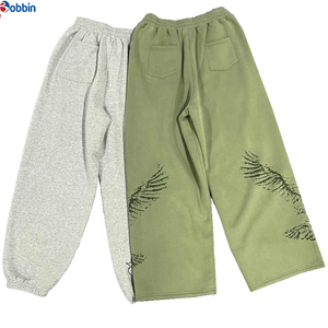 Top Trending Customized Men's Canvas Fleece Cotton Dark Sweatpants High Quality Autumn <b>Winter</b> Jogging Pants Baggy Bottoms - Product Image 2